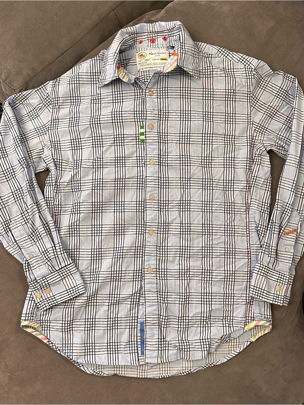 Robert Graham Plaid Square Print Medium M Knowledge Wisdom Truth Men's Shirt